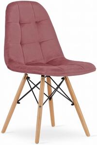 Komplet 4 welurowych krzeseł tapicerowanych ciemny róż - Zipro