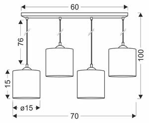Orzechowa lampa wisząca z czterema kloszami V177 C5-L39