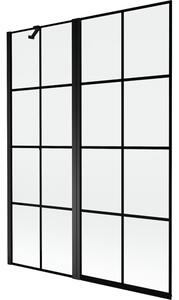 Mexen Mist parawan nawannowy 2-skrzydłowy lewy 130 x 150 cm, czarna kratka, czarny - 8A9-130-011-70-77-L