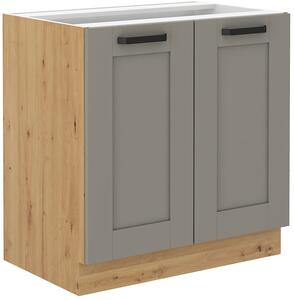 Szafka kuchenna dolna LUNA 80 D 2F BB Gliniasty Szary/Dąb Artisan