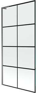 Mexen Next L parawan nawannowy 1-skrzydłowy 90 x 150 cm, czarna kratka, gun metal - 895-090-000-03-77-95