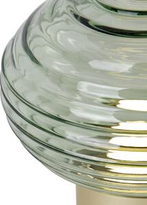 Lampa stołowa mosiężna z zielonym szkłem na akumulator - Lexie Oswietlenie wewnetrzne