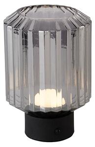 Nowoczesna lampa stołowa czarna z dymionym szkłem na akumulator - Millie Oswietlenie wewnetrzne