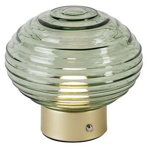 Tafellamp messing met groen glas oplaadbaar - Lexie Oswietlenie wewnetrzne