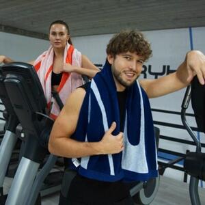 Ręcznik na siłownię Gym AB, 70x140, NE-070/WH-001 granatowo-biały