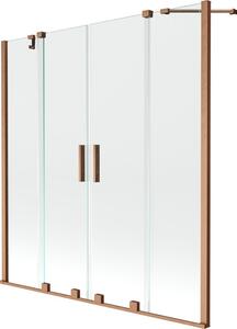 Mexen Velar Duo parawan nawannowy 2-skrzydłowy rozsuwany 160 x 150 cm, transparent, miedź szczotkowana - 896-160-000-02-65