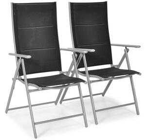Krzesło ogrodowe składane aluminiowe MODENA - Srebrno-czarne