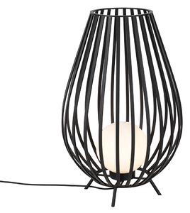 Designerska lampa podłogowa czarna z opalem 70 cm - Angela Oswietlenie wewnetrzne