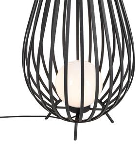 Designerska lampa podłogowa czarna z opalem 70 cm - Angela Oswietlenie wewnetrzne