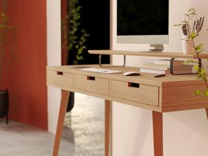 Nowoczesne biurko drewniane dębowe z 3 szufladami 130 cm