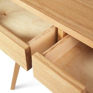 Nowoczesne biurko drewniane dębowe z 3 szufladami 130 cm