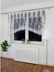 Firana z markizety haftowana w czarne listki 300x120