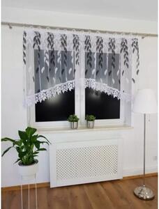 Firana z markizety haftowana w czarne listki 300x120