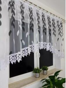 Firana z markizety haftowana w czarne listki 300x120