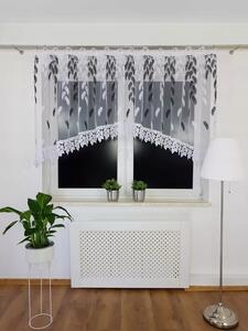 Firana z markizety haftowana w czarne listki 300x120