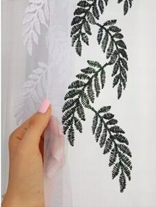 Firana z markizety haftowana w czarne listki 300x120