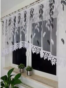 Firana z markizety haftowana w czarne listki 300x120