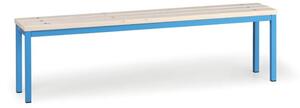 Ławka do szatni, siedzisko - listwy, długość 1500 mm, niebieska