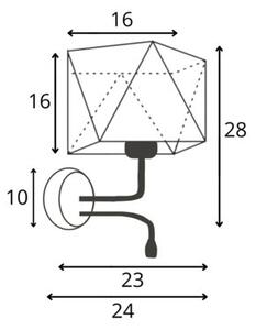 Kinkiet LED lampa ścienna lampa na ścianę z abażurem diament BLUES