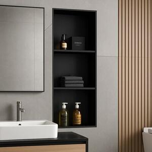 Półka łazienkowa wnękowa HYDROSAN TRES-BL-90X30X10 Czarny mat 30x90x10 cm