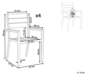 Zestaw mebli ogrodowych 4 krzesła aluminium efekt drewna szary Prato Beliani