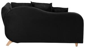 Szezlong prawostronny rozkładany z pojemnikiem poduszkami welurowy czarny Meri Beliani