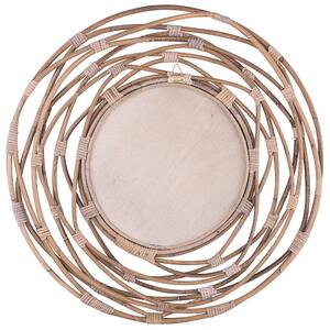 Nowoczesne ozdobne lustro ścienne piaskowe rattanowe okrągłe ø 75 cm Burgis Beliani