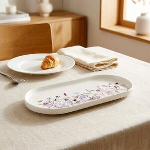 Talerz do serwowania porcelanowy kwiaty LOUKA 25x12 cm