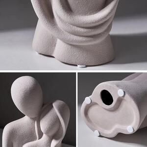 Figurka Ceramiczna Dekoracyjna Para Zakochanych - Szara 21cm