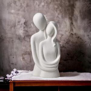 Figurka Ceramiczna Dekoracyjna Para Zakochanych - Biała 21cm