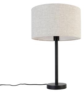 Nowoczesna lampa stołowa czarna z abażurem boucle jasnoszarym 35 cm - Simplo Oswietlenie wewnetrzne