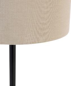 Nowoczesna lampa stołowa czarna z kloszem boucle jasnobrązowym 35 cm - Simplo Oswietlenie wewnetrzne