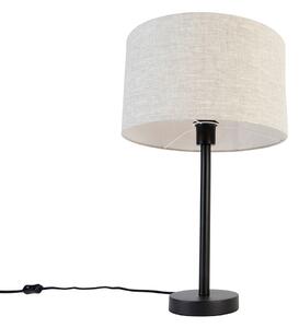Nowoczesna lampa stołowa czarna z abażurem boucle jasnoszarym 35 cm - Simplo Oswietlenie wewnetrzne