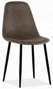 Krzesło do salonu FOX I brązowe nogi czarne tapicerowane welur