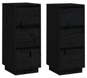 Szafki boczne, 2 szt., czarne, 32x34x75 cm, lite drewno sosnowe