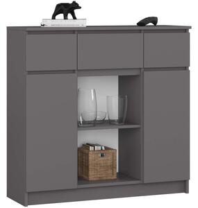 Komoda AKORD K100 kolor Grafit Szary mat 101 cm 2 drzwi 3 szuflady 4 pÃ³Åki 101x35x98 cm