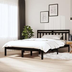 Rama łóżka z litego drewna, czarna, 120x190 cm