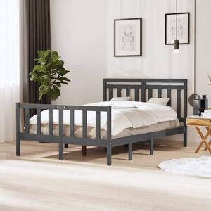 Rama łóżka, lite drewno, szara, 135x190 cm, 4FT6, podwójna