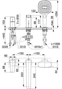 Bateria wannowa natynkowa KFA ARMATURA Malaga 4525-210-00 Chrom
