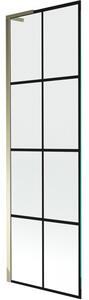 Mexen Next L parawan nawannowy 1-skrzydłowy 60 x 150 cm, czarna kratka, złoty - 895-060-000-03-77-50