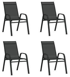 Sztaplowane krzesła ogrodowe, 4 szt., czarne tworzywo textilene