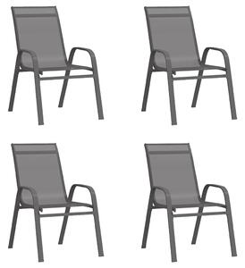 Sztaplowane krzesła ogrodowe, 4 szt., szare, tworzywo textilene