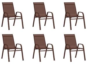 Sztaplowane krzesła ogrodowe, 6 szt., brąz, tworzywo textilene