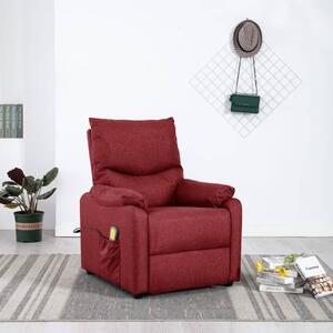 Rozkładany fotel masujący, winna czerwień, tapicerowany tkaniną