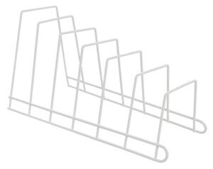Stojak na pokrywki i talerze metalowy biały 34x17xx18,5 cm