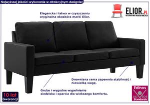 3-osobowa czarna sofa z ekoskóry - Zuria 3Q