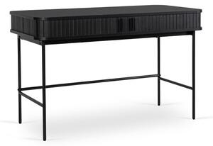 Biurko z Szufladami 120 cm z Lamelami Loft Industrialne TRISH Czarne
