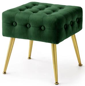 Zielona pikowana pufa w stylu glamour R6-N09