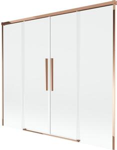Mexen Rox parawan nawannowy 2-skrzydłowy rozsuwany 180 x 150 cm, transparent, różowe złoto - 8C9-180-002-60-00