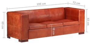 3-osobowa sofa z ciemnobrązowej skóry naturalnej - Exea 3Q
